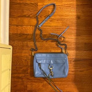 REBECCA MINKOFF Mini Mac Periwinkle Leather Crossbody Bag
